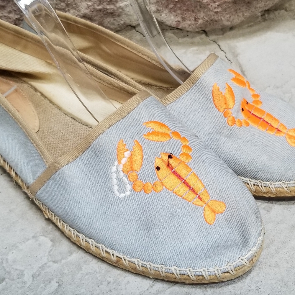 Schutz Lobster Espadrilles Orange & Denim sz 8